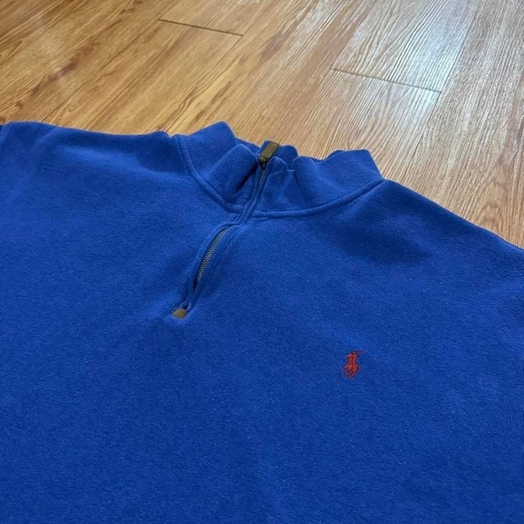 Polo Ralph Lauren Men's Quarter Zip Sweater Blue Tall Preppy 1/4 Size 4XLT - Picture 1 of 6